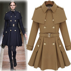 2012 WINTER COLLECTION [YZ021]high fashion women's outerwear,woolen trench, wool &blends skirt style coats free shipping