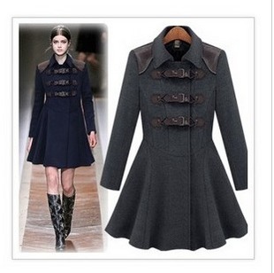 2012 WINTER COLLECTION [YZ030]high fashion women's outerwear,woolen trench, wool &blends skirt style coats jackets free shipping