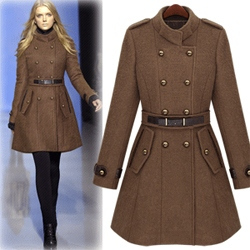 2012 WINTER COLLECTION [YZ034]fashion women's outerwear,woolen trench, wool &blends coats jackets with belt  free shipping