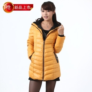 2012 winter down coat female fashion medium-long double front fly casual with a hood