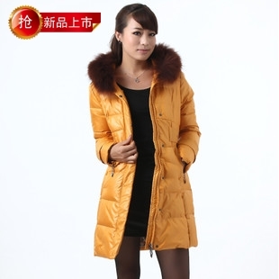 2012 winter down coat female fashionable casual medium-long candy color large fur collar