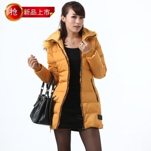 2012 winter down coat female fashionable casual medium-long candy color with a hood fur collar