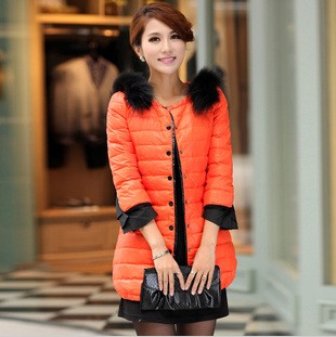 2012 winter down coat female stand collar medium-long down coat