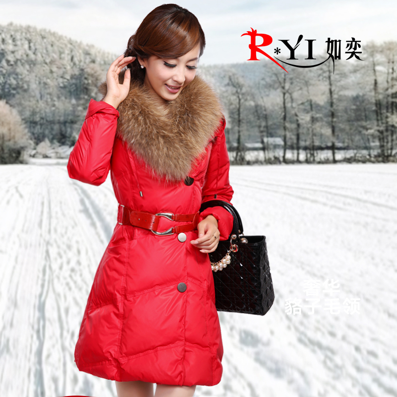 2012 WINTER down coat large fur collar down coat female medium-long slim FREE SHIPPING