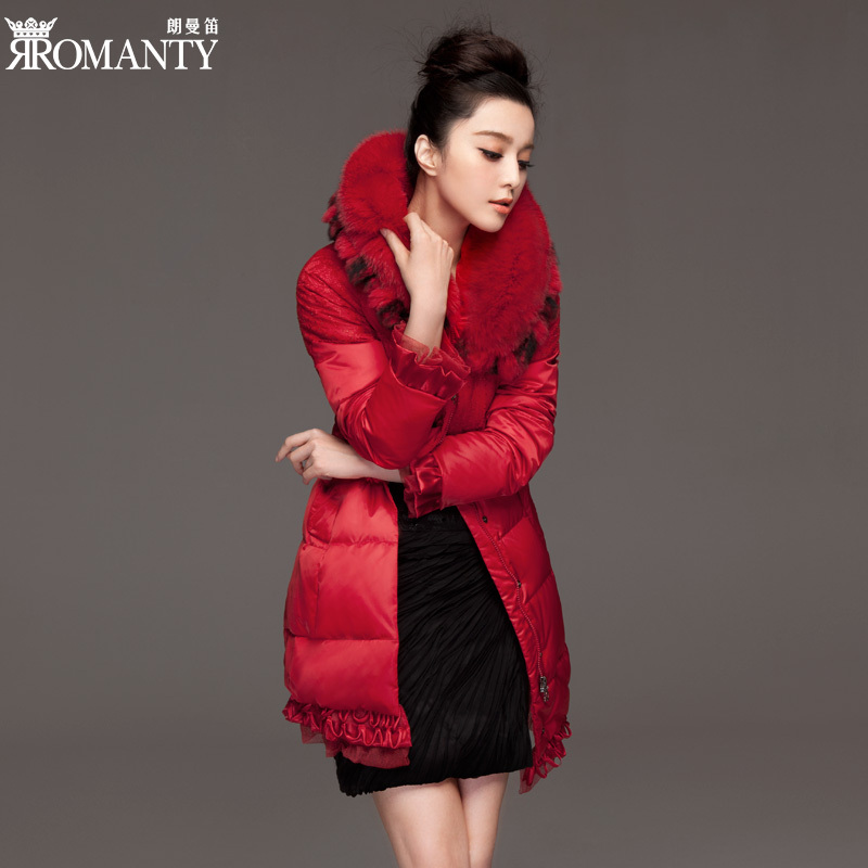 2012 winter down coat women large fur collar medium-long 192