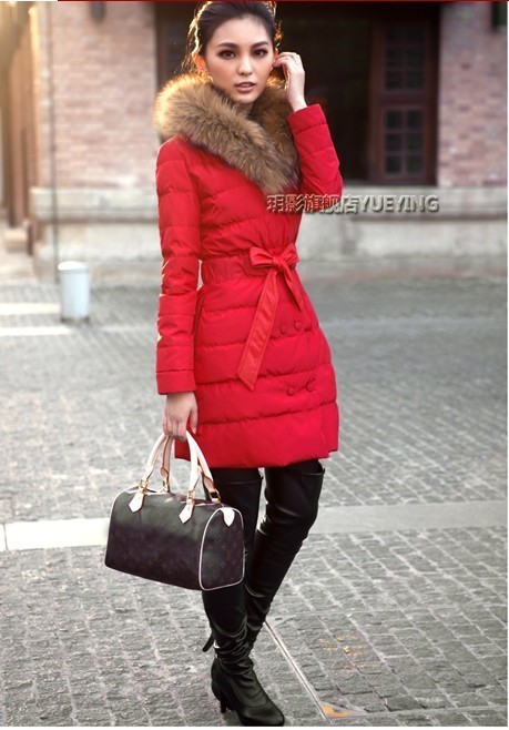 2012 winter fashion large fur collar medium-long cotton-padded jacket outerwear