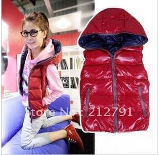 2012 winter fashion shiny sweet with a hood thickening thermal down cotton vest