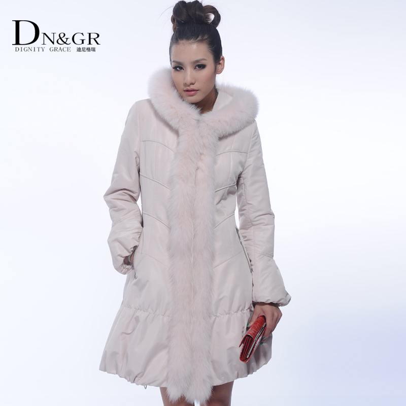 2012 winter fashion slim fox fur rabbit wool liner women's nick coat fur coat