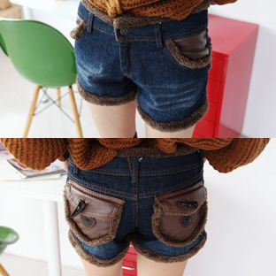 2012 winter female shorts all-match tristram edge patchwork slim hip mid waist denim pants boots plus size free shipping