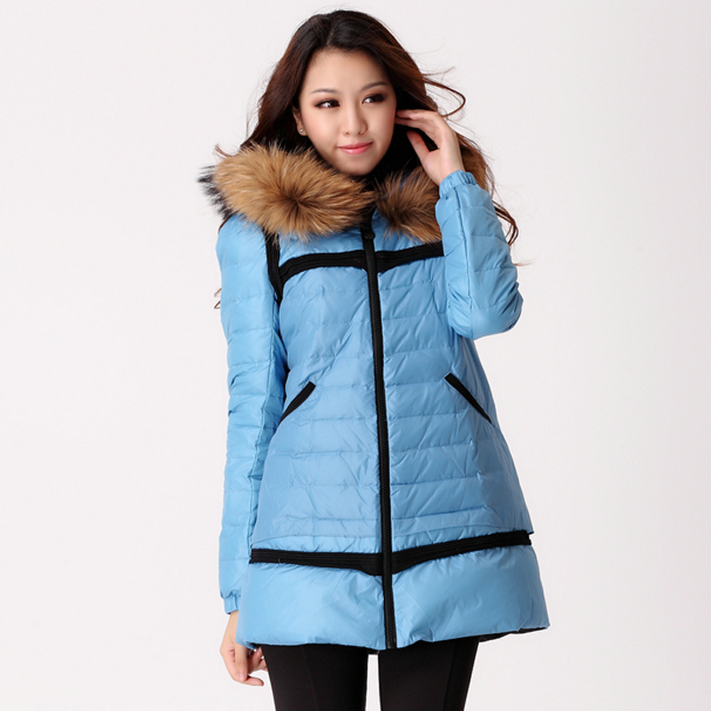 2012 winter fox fur hat slim trend cutout flower long-sleeve women's down coat free shipping