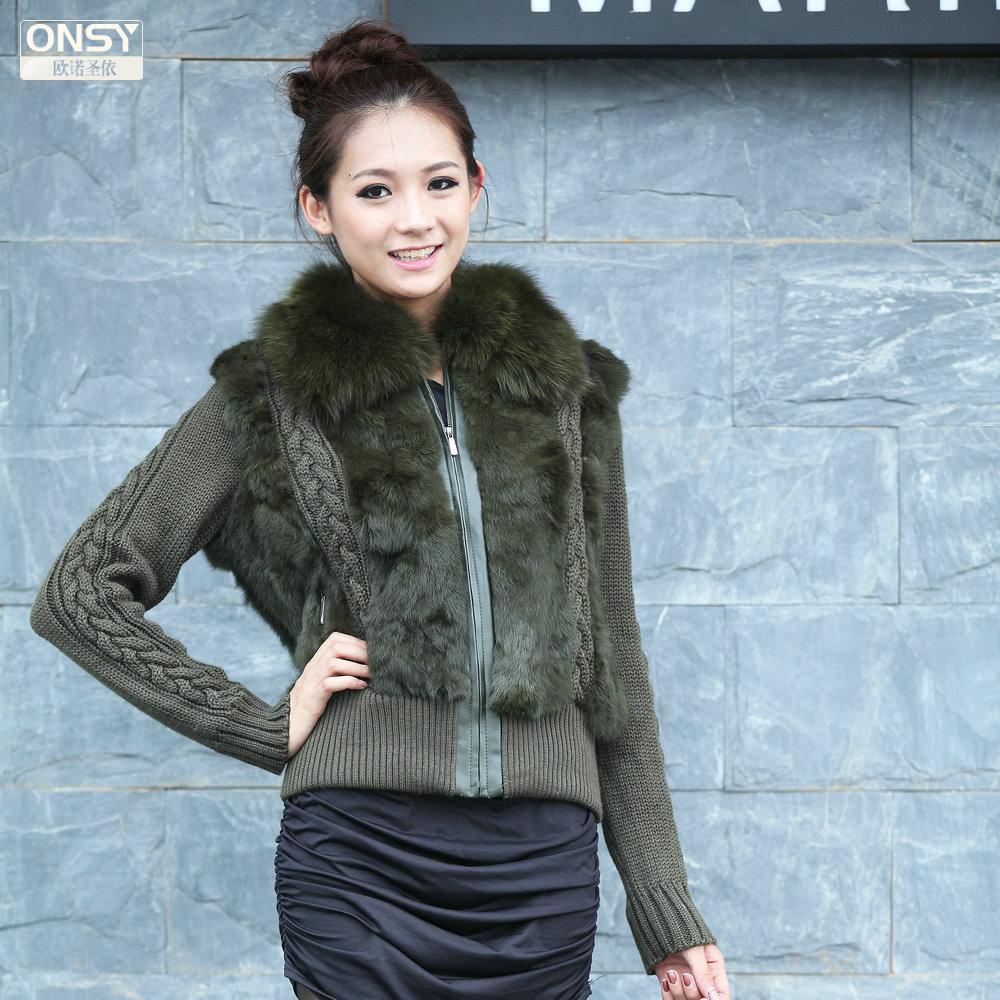 2012 winter fox fur rabbit fur sweater fur coat vest