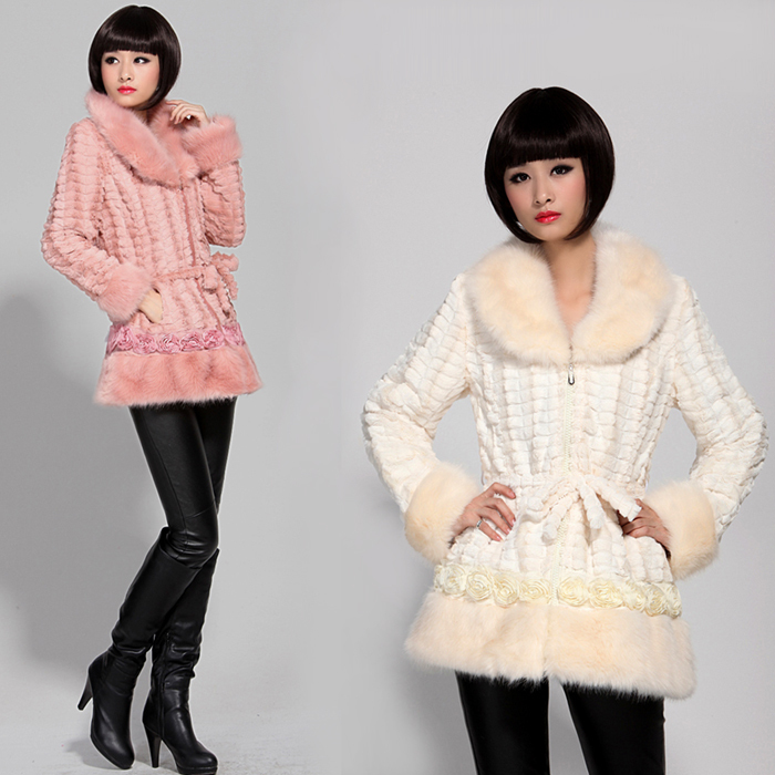 2012 winter fur collar long-sleeve fur women's medium-long outerwear women's fur winter Drop/Free Shipping