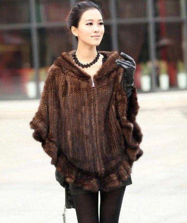 2012 winter Genuine Mink Fur Fashion Cape/Shawl/Poncho /coat  With Hoody hand knitting  In stock DHL  Free Shipping