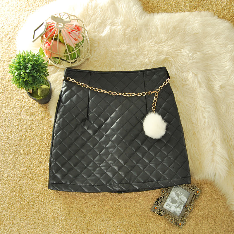 2012 Winter High Quality Fashion  Faux Leather skirt black PU Short Skirt