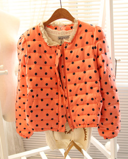 2012 winter lace decoration polka dot thickening thermal short design down coat free shipping