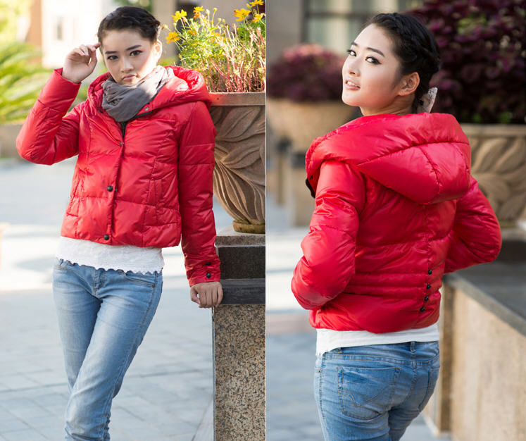 2012 winter lady  slim with a hood short design down coat W113 Free shipping