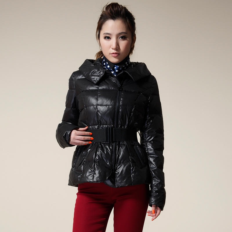 2012 winter leather down coat women slim stand collar outerwear