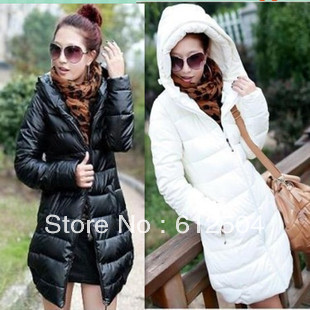 2012 winter medium-long down coat female PU slim with a hood slim hip thermal down cotton-padded jacket outerwear