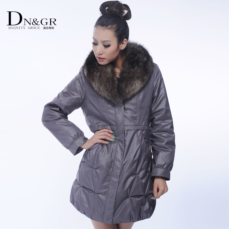 2012 winter medium-long slim female nick coat women's luxurious fur collar fur rabbit liner