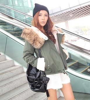 2012 winter new arrival all-match faux fur with a hood short design berber fleece wadded jacket outerwear Women