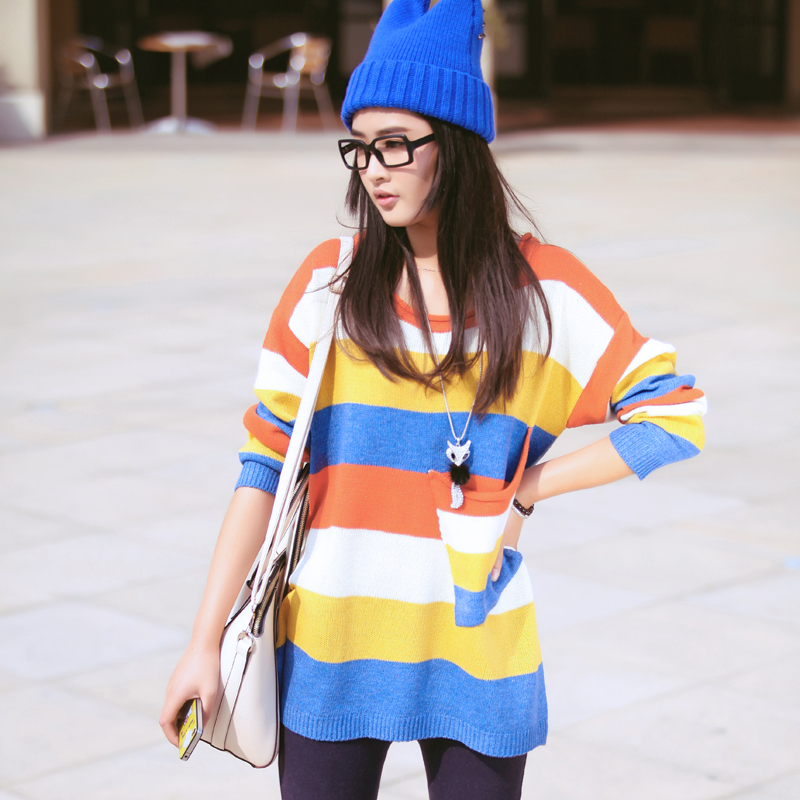 2012 winter new arrival color large pocket casual sweater t8p35