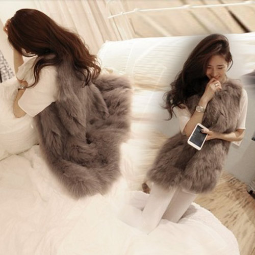 2012 winter new arrival elegant women's luxury medium-long fur vest outerwear overcoat female