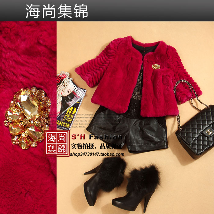 2012 winter new arrival fashion rex rabbit hair half sleeve luxury design short fur 208b