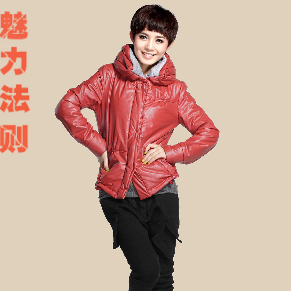 2012 winter new arrival fashionable casual women's leather cotton cloth slim female plus size wadded jacket outerwear mm