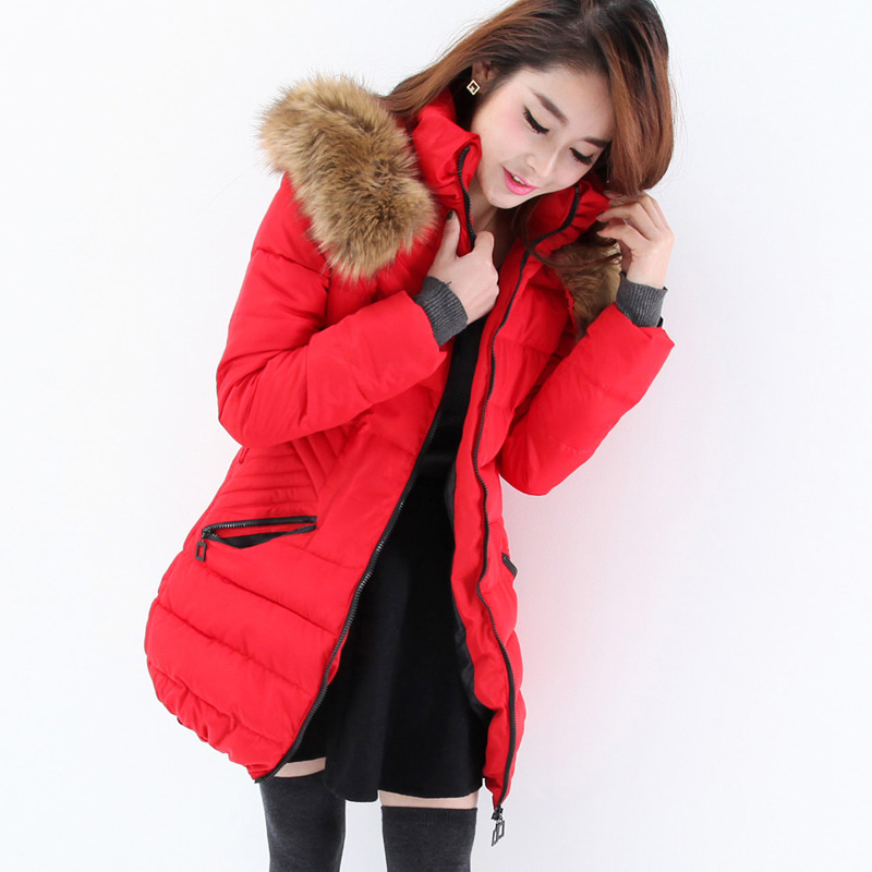 2012 winter new arrival slim fur collar with a hood slim waist belt thickening down cotton-padded jacket wadded jacket female