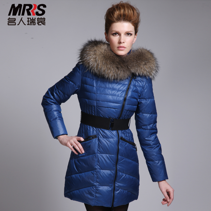 2012 winter new arrival women's fashion fox slim medium-long white duck down coat