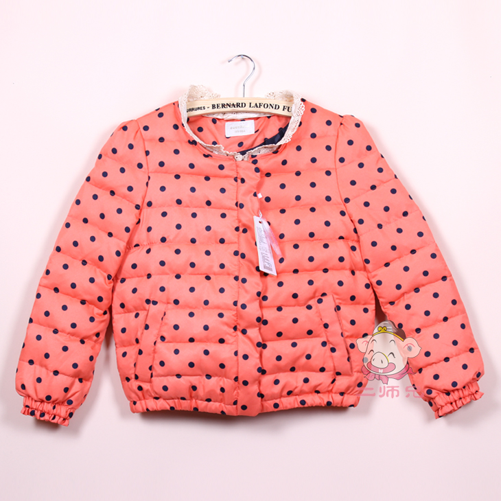 2012 winter new arrival women's sweet laciness o-neck dot slim down coat outerwear female