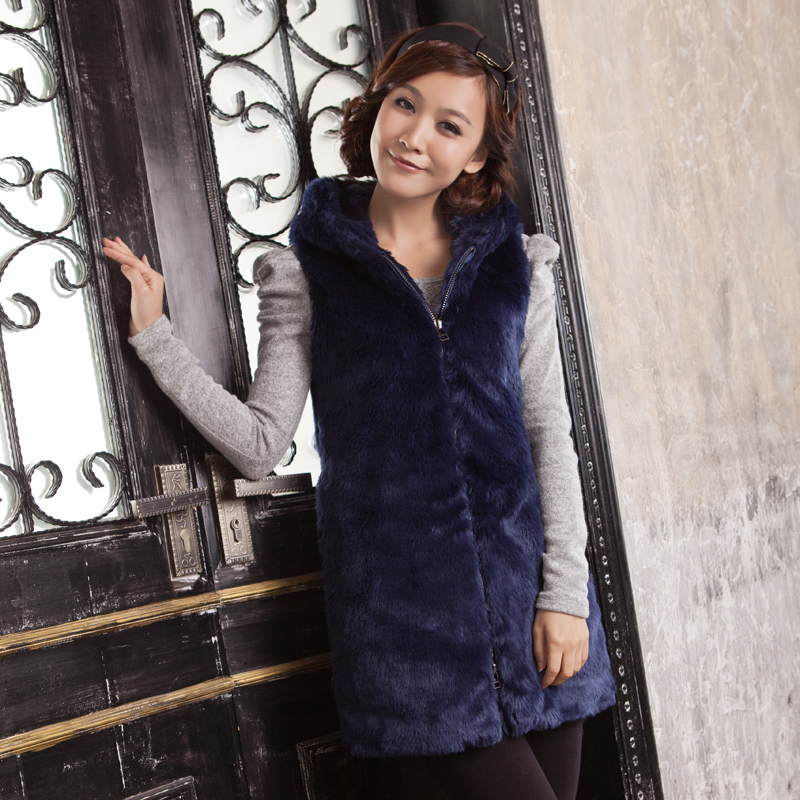 2012 winter new arrival women's sweet plush artificial faux rabbit fur vest outerwear