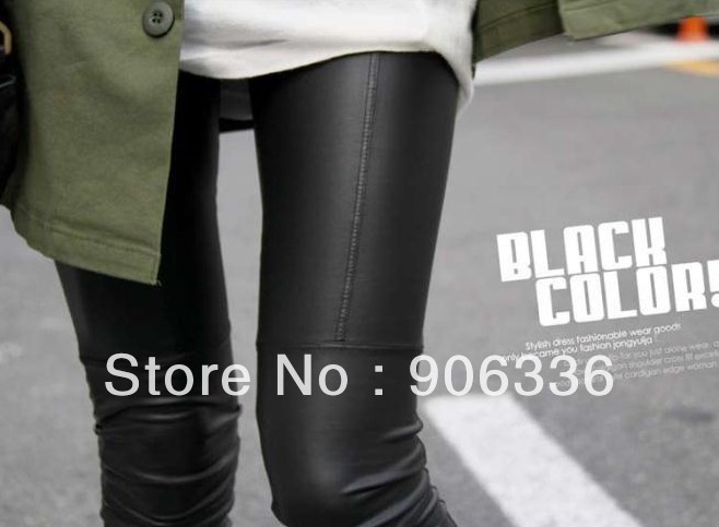 2012 winter new arrival women warm black imitation leather leggings delicate packing wholesale price high quality free shipping