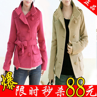 2012 winter overcoat women's cashmere trench wool coat woolen plus size thick woolen outerwear female