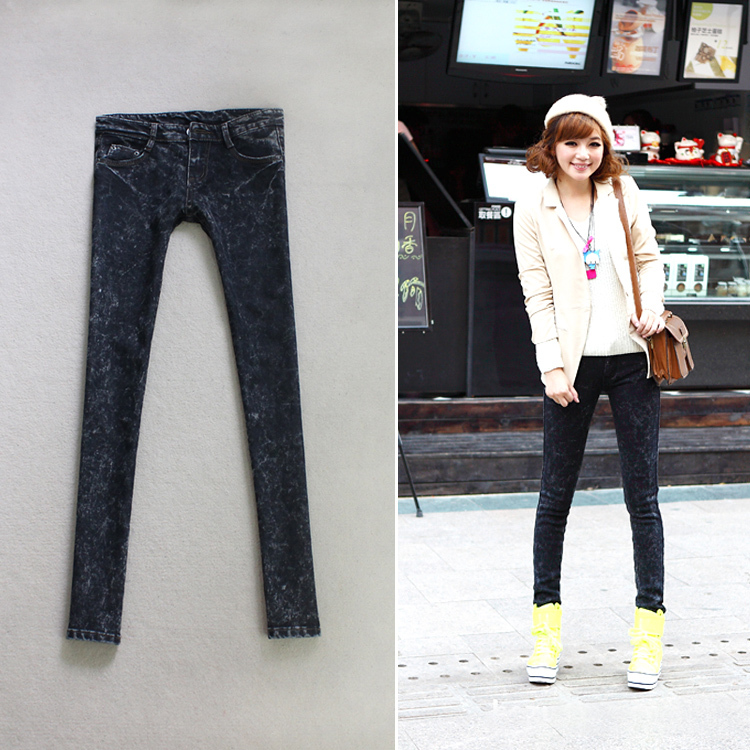 2012 winter pants skinny pants jeans black elastic pencil pants female trousers 1725 free shipping