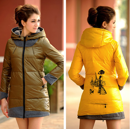 2012 winter penguin down coat female candy color medium-long cartoon plus size outerwear