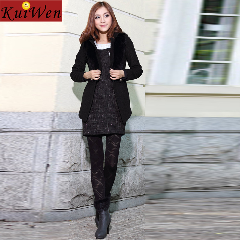 2012 winter personality elegant rabbit fur medium-long woolen fur coat 525