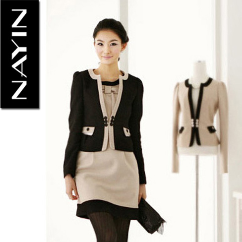 2012 winter plus size clothing ol work wear dress set long-sleeve twinset