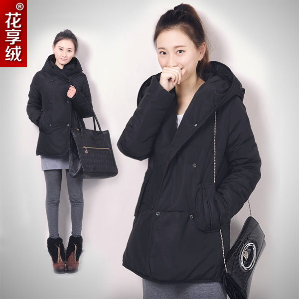 2012 winter plus size clothing thickening thermal double breasted belt with a hood women's wadded jacket waterproof