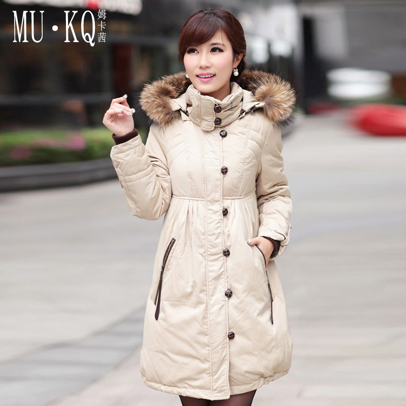 2012 winter plus size thickening luxury large fur collar women's down coat medium-long free shipping