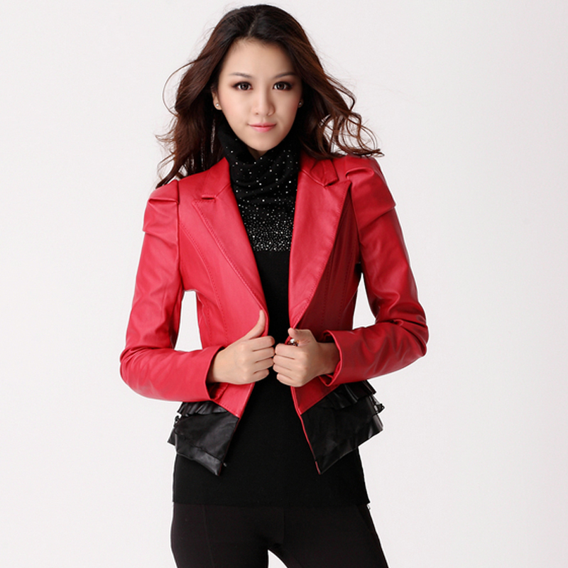 2012 winter PU yarn ruffle slim trend fashion long-sleeve short design women's coat free shipping