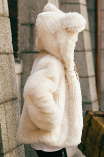 2012 winter rabbit ears with a hood faux suede fur outerwear thickening female