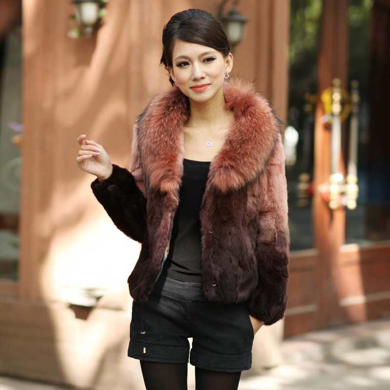 2012 winter rabbit fur coat fashion long-sleeve fashion raccoon fur rabbit fur outerwear female