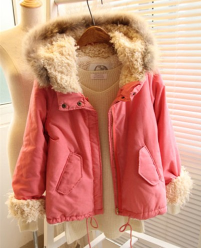 2012 winter rabbit fur with a hood berber fleece with a hood thickening thermal wadded jacket cotton-padded jacket free shipping