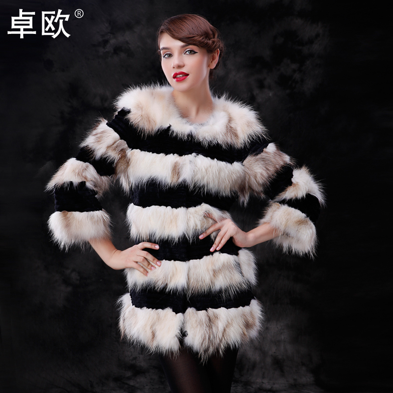 2012 winter raccoon fur luxury medium-long fur coat female wp210003