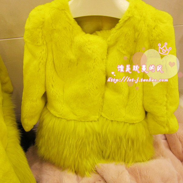 2012 winter rex rabbit hair fur patchwork white raccoon fur coat medium-long o-neck three quarter sleeve fur