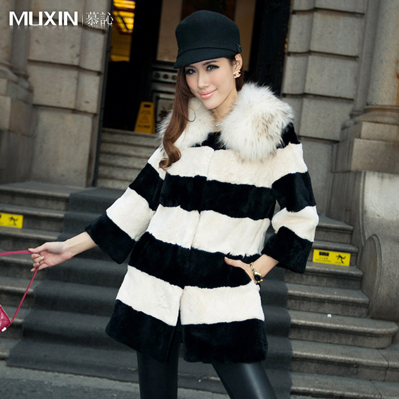 2012 winter rex rabbit hair raccoon fur outerwear