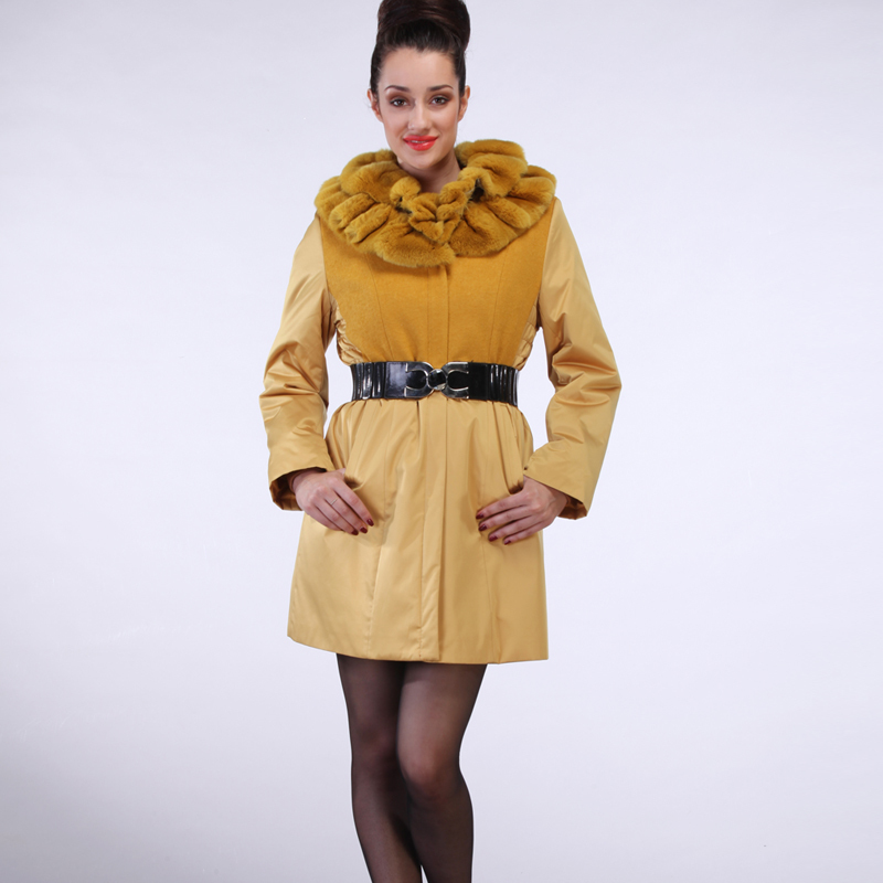 2012 winter rex rabbit hair wool liner cashmere medium-long Women nick coat female fur overcoat