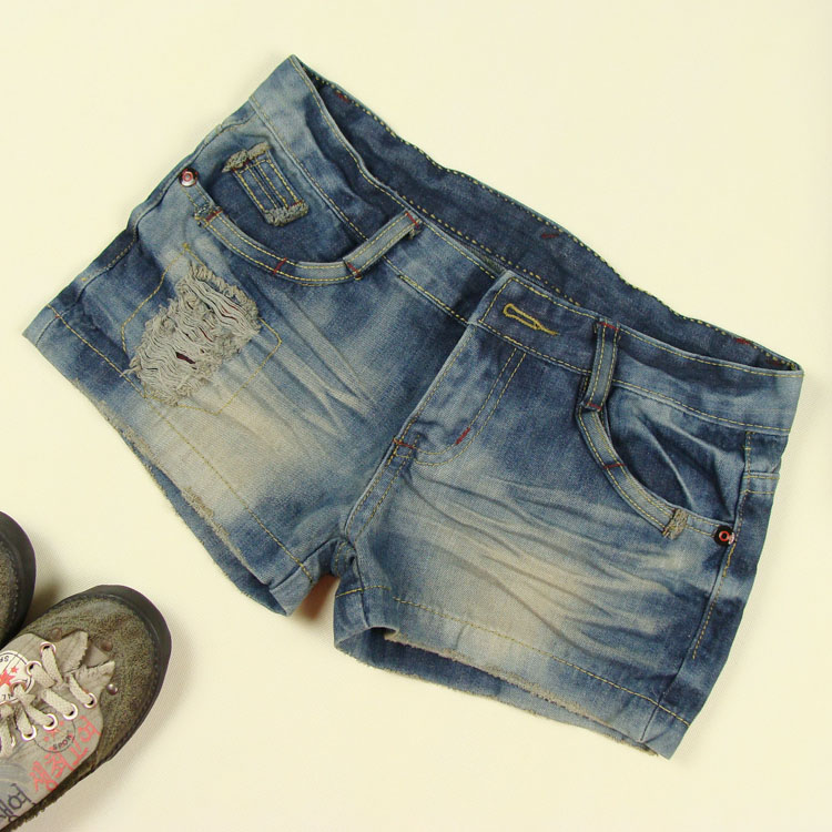 2012 winter shorts denim shorts female hole women's trousers loose jeans