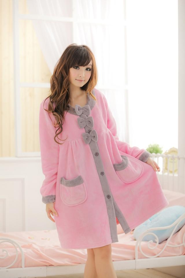 2012 winter sleepwear robe sleepwear lounge coral fleece butterfly mm